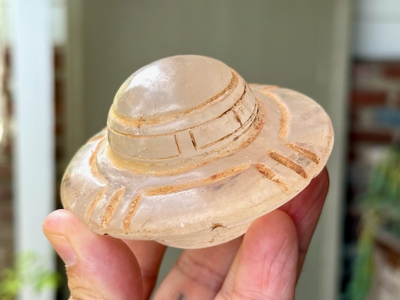 Quartz Crystal UFO, Extraterrestrial Flying Saucer, Hand Carved from Native Peruvian Quartz