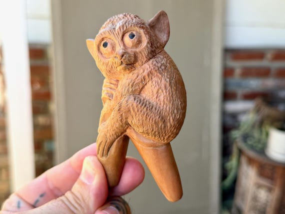 Tarsier Kuripe, Shamanic Applicator Pipe, Hand Carved from Tropical Sawo Wood