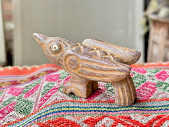 Hummingbird Statue from Peru, Andean Hummingbird Carved of Native Stone from Apu Ausungate, Incan Artifact Replica by Artist Ruben Layme