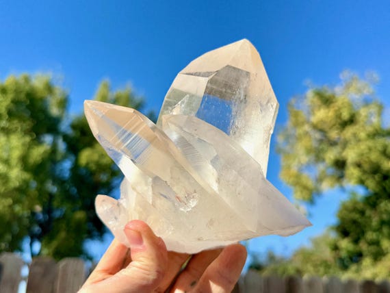 Golden Healer Lemurian Quartz with Rare Blue Needle Inclusions, Self-Standing Crystal, 1.1 Kilo, New Find, Bahia, Brazil X940