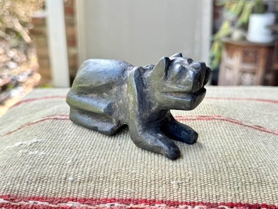 Incan Puma Statue by Peruvian Artist Ruben Layme, Hand Carved from Alleged Meteoric Black Metallic Rock Found in Peru's Sacred Mountains
