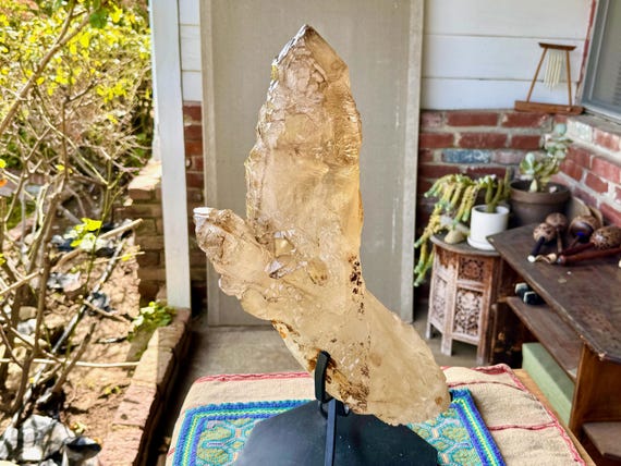 Elestial Citrine, All-Natural, 9 Kilo, Giant Crystal for Manifestation & Creativity, Custom Stand Included, Minas Gerais, Brazil W777