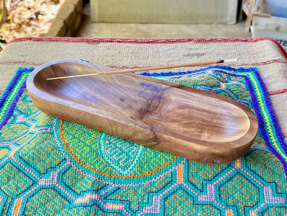 Incense Burner for Stick Incense, Basic Wooden Boat Incense Holder, Carved from Solid Hardwood