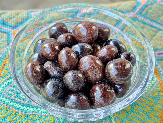 Red Garnets, Polished Garnet Tumbles with Deep, Dark Red Hues, Root Chakra and Heart Chakra Connection, Remove Energetic Blockages