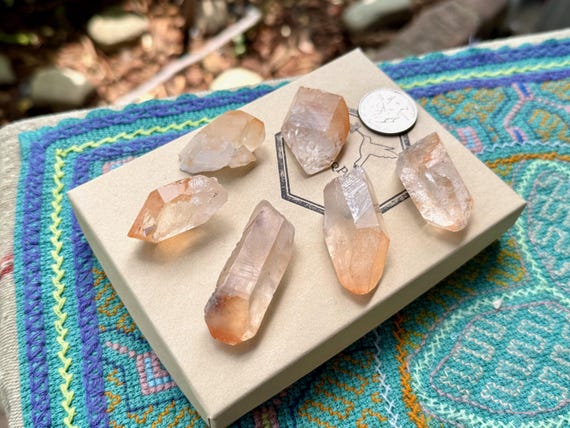 Tangerine Quartz Lot, 6 Pieces, Self-Acceptance & Manifestation, Sacral Chakra, Corinto, Minas Gerais, Brazil S918