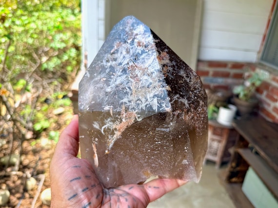 Smoky Quartz with Mica Flower Inclusions, 3.7 Kilo, Old Find, Minas Gerais, Brazil X253
