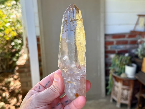 Lightning Strike Cathedral Citrine, Water Clear, 387g, Rare Find, Amplify Prana and Chi, Minas Gerais, Brazil V108