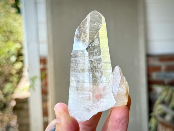 Lemurian Quartz with Record Keeper & Time Link, 172g, Mother and Child Formation, AAA Water Clear Clarity, Santander, Colombia W409