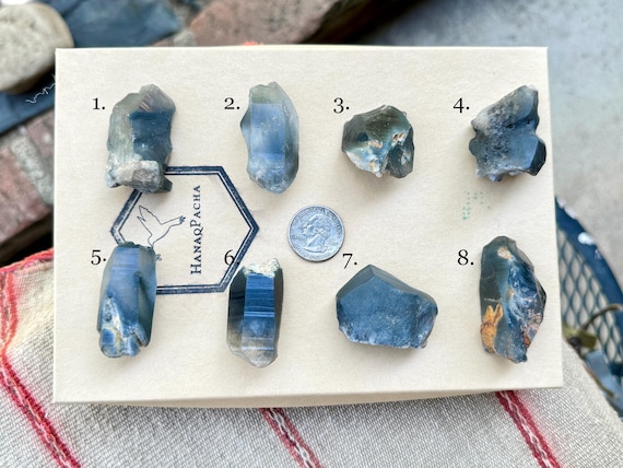 Blue Tara Nightshade Quartz, Choose ONE of 8 Crystals with Vibrant Blue Riebeckite Inclusions, Itacambira, Minas Gerais, Brazil R718