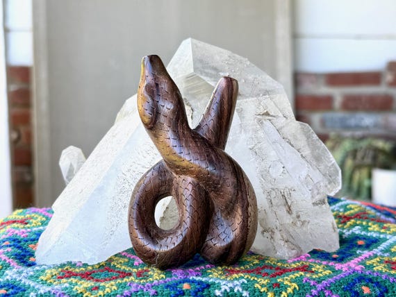 Serpent Kuripe, Solid Wood Snake Kuripe, Traditional Shamanic Self-Applicator Pipe