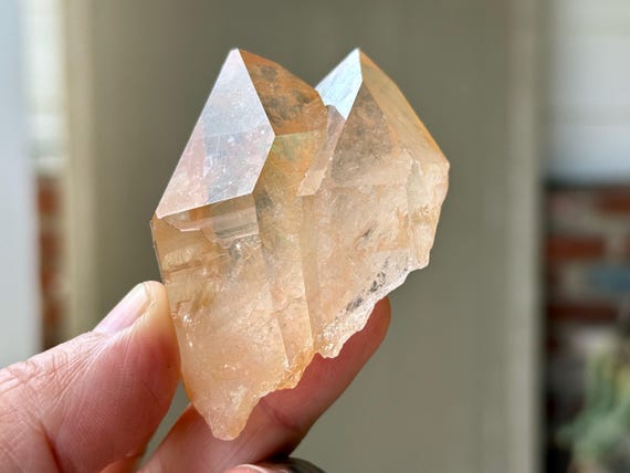 Tangerose Quartz, Tantric Twin, 91g, New Find, Stimulating Energy, Sacral Chakra, Minas Gerais, Brazil A512