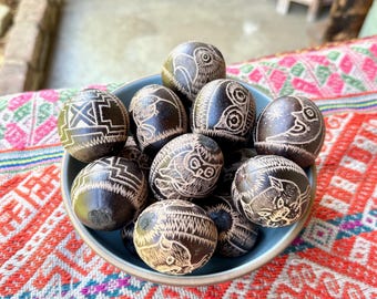 Shaman Rattle, Traditional Shipibo Gourd Shaker, Choice of Hummingbird, Owl, Dolphin, Jaguar, Frog, Sun & More, Handmade in Peru