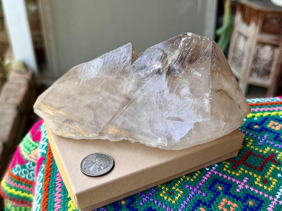 Enhydro Elestial Quartz with Record Keepers, Self-Standing, 1+ Kilo, Aracuai, Minas Gerais, Brazil V495