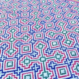 Shipibo Manta Cloth, Kambo Design, 19&quot; x 25&quot;, Embroidered Shamanic Altar Cloth for Plant Medicine Ceremony, Handmade in Iquitos, Peru