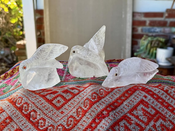 Quartz Crystal Hummingbird, Hand Carved from Native Quartz in Peru, Choose ONE of Three, Shamanic Totem for Mesa