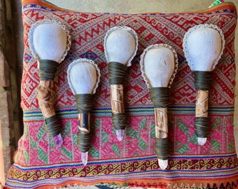 Vintage Gourd Maracas Rattle Wooden Instrument Toy Costa Rica