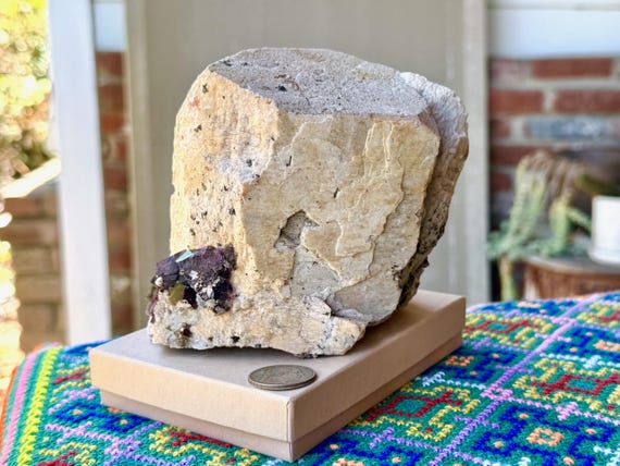 Orthoclase Feldspar with Purple Fluorite, Self-Standing, 1.6 Kilo, Transition & New Beginnings, Minas Gerais, Brazil W594