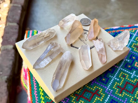 Lemurian Quartz Lot, Tangerine, Smoky & Pink Lemurians, 9 Pcs, Minas Gerais, Brazil WS272