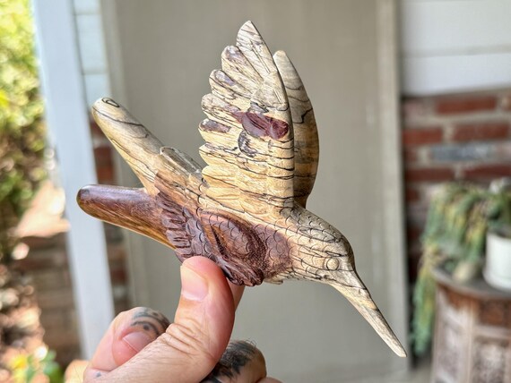Hummingbird Kuripe, Traditional Shamanic Applicator Pipe, Solid Wood Kuripe, Hand Carved from Natural Two-Tone Wood