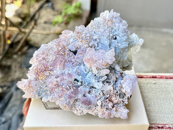 Amethyst Flower Quartz with Celadonite Inclusion, Self-Standing, 795g, New Find, Rio Grande do Sul, Brazil W388