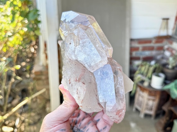 Himalayan Cathedral Quartz with Black Rutile, 1.6 Kilo, High Altitude Water Clear Quartz, Himachal Pradesh, India X869