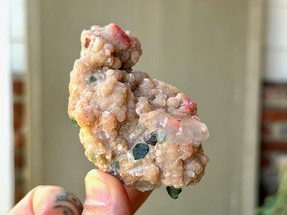 Unicorn Stone Quartz, Golden Mica & Green Tourmaline, 164g, Coronel Murta, Minas Gerais, Brazil V537