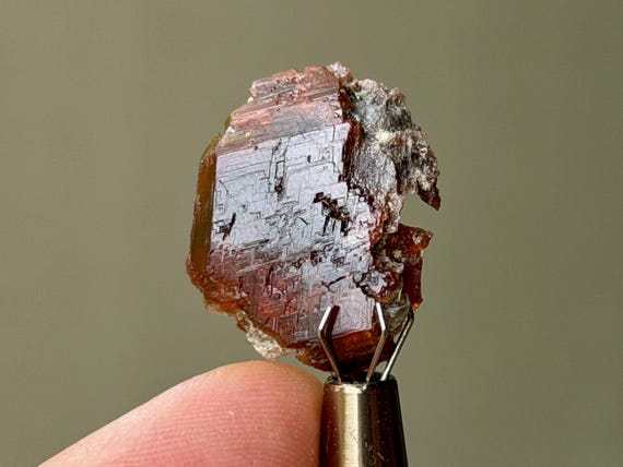 Spessartine Garnet, Naturally Etched, 4.8g, Old Find, Root & Heart Chakra, Stimulating Energy, Pakistan A934