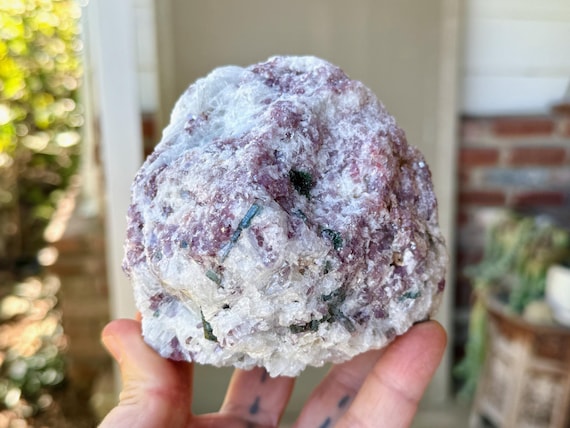 Unicorn Stone, Purple Lepidolite, Green Tourmaline & Cleavelandite, Self-Standing, 1.1 Kilo, Aricanga Mine, Minas Gerais, Brazil W360