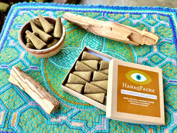 Palo Santo & Eucalyptus Incense Cones, 100% Natural Handmade, Ethically Sourced and Sustainably Harvested in Peru, Energetic Cleansing