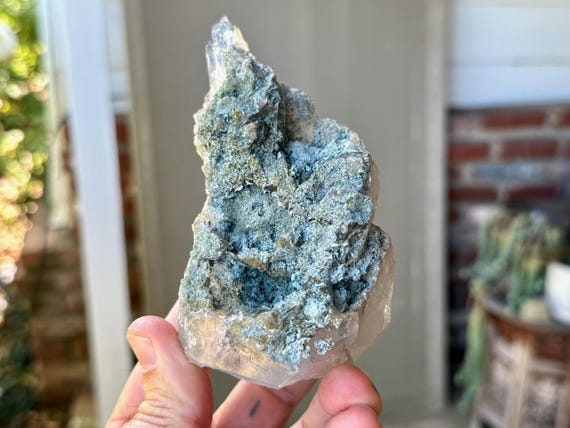 Himalayan Quartz with Green Chlorite, 464g, New Find, High Altitude Crystal, Heart Healing & Purification, India W412