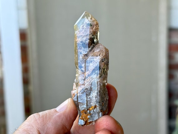 Lodolite Garden Quartz with Green Chlorite, Mother & Child Formation, 45g, Corinto, Minas Gerais, Brazil A035