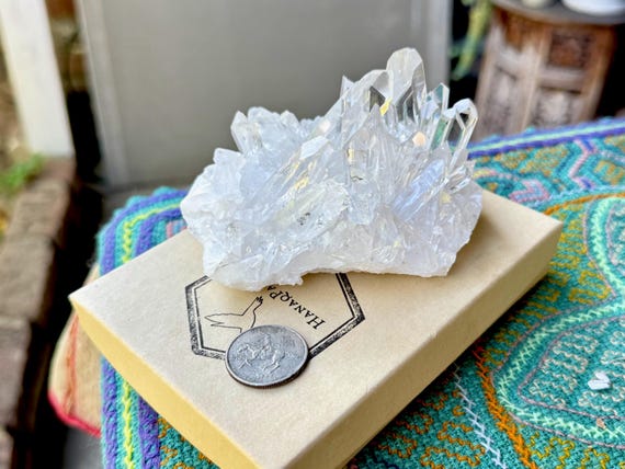 Lemurian Quartz Cluster, Water Clear, Self-Standing Crystal, 410g, Tomas Gonzaga Mine, Minas Gerais, Brazil W694