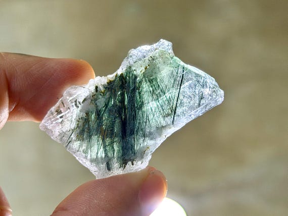 Apatite with Green Amphibole Inclusions, 30g, Old Find, Heart Chakra, Energy Balancing Crystal, Pakistan B157