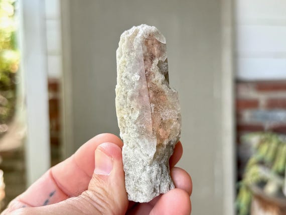 Lodolite Quartz with Pinkish Red Hematite Core and Frosty White Inclusions, 84g, New Find, Corinto, Minas Gerais, Brazil R838