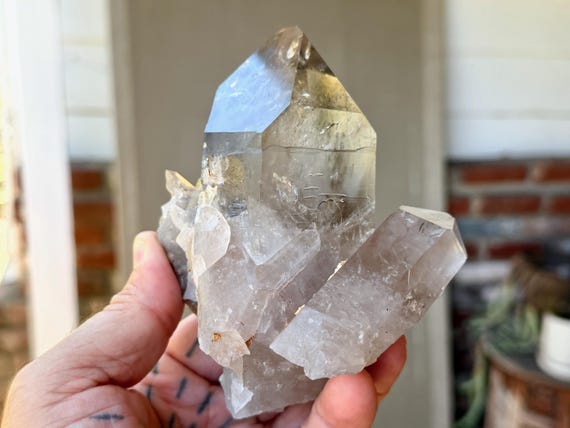 Green Chlorite Phantom Quartz, Self-Standing, 736g, Heart Healing & Purification, Diamantina, Minas Gerais, Brazil V715