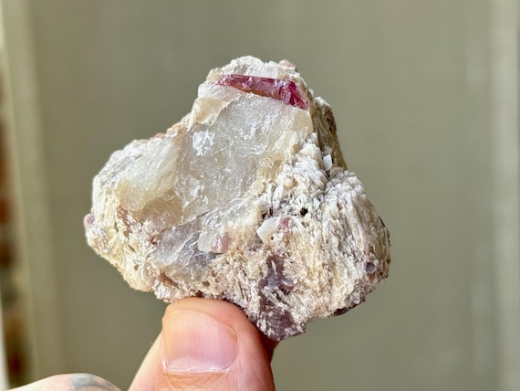 Unicorn Stone Quartz, Pink Tourmaline & Albite, 81g, New Find, Heart Chakra, Coronel Murta, Minas Gerais, Brazil T580