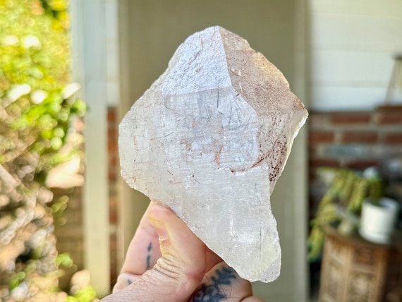 Pink Himalayan Cathedral Quartz with Black Rutile, 389g, New Find, High Altitude Quartz, Manihar Mountains, Himachal Pradesh, India W432