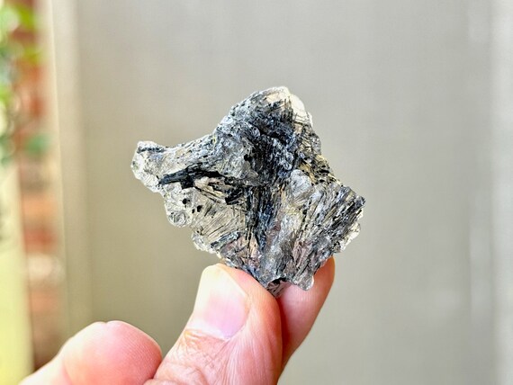Black Kyanite Quartz, New Rare Find, Quartz with Lustrous Black Kyanite Inclusions for Protection and Detoxification, Brazil P961