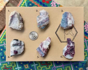Paraiba Tourmaline in Matrix, Bicolor Pink and Blue, Choose ONE of Six, Paraiba State, Brazil B294