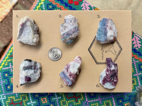 Paraiba Tourmaline in Matrix, Bicolor Pink and Blue, Choose ONE of Six, Paraiba State, Brazil V644