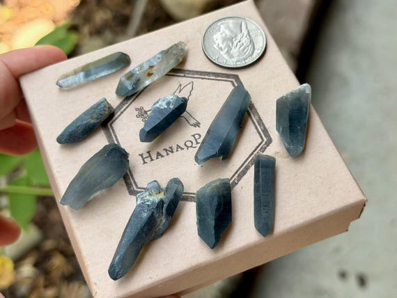 Blue Tara Nightshade Quartz Lot, 10 Pcs, Quartz with Blue Riebeckite Inclusions, Itacambira, Minas Gerais, Brazil B101