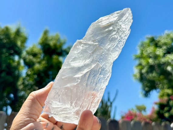 Selenite Crystal with Layered Formation, 697g, New Find, Purification and Energetic Cleansing, Zambia W358