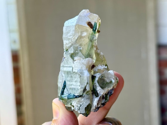 Green & Blue Tourmaline Quartz, 103g, Heart and Third Eye Chakra, Emotional Clearing, Agua Branca, Minas Gerais, Brazil T554