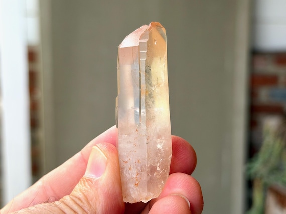 Tangerose Lemurian Quartz, Tantric Twin, 44g, New Find, Stimulating Energy, Sacral Chakra, Minas Gerais, Brazil B270