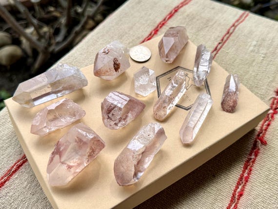 Pink Starbrary Quartz Lot, 11 Pieces (500g) of Hand-Selected Quartz Points with Star Markings, Corinto, Minas Gerais, Brazil WS078