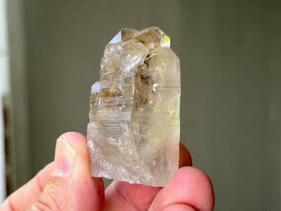 Golden Rutile Quartz, Mother & Child Formation, 54g, Energy Conduction and Amplification, Bahia, Brazil A844