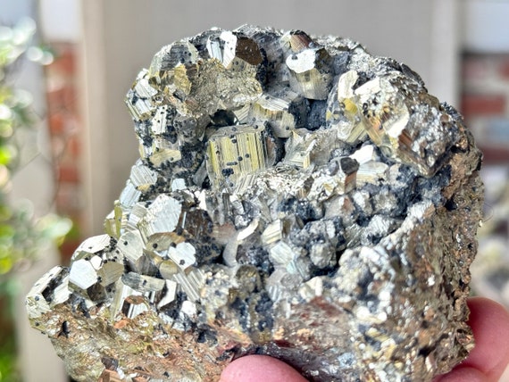 Pyrite Crystal from Huanzala Mine, 1.3 Kilogram, New Find, Natural Cubic Formation, Highest Quality, Protection and Manifestation, Peru X969