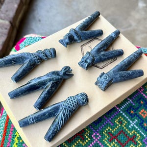 Stone Kuripe, Choice of Hummingbird, Condor, Owl, Jaguar & Snake, Traditional Shamanic Applicator Pipe, Handmade in Peru