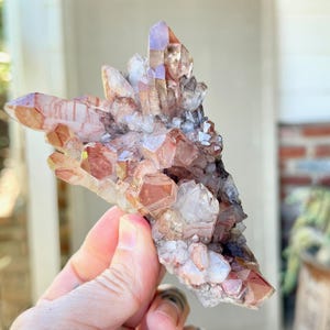 Red Lithium Phantom Quartz Cluster, 328g, New Find, Energetic Balance and Relaxation, Minas Gerais, Brazil W667