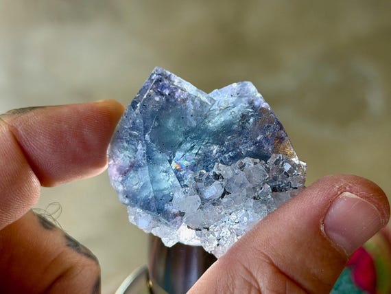 Bicolor Fluorite, UV Reactive, Purple & Blue, 38g, Throat and Third Eye Chakra, Nigeria B011